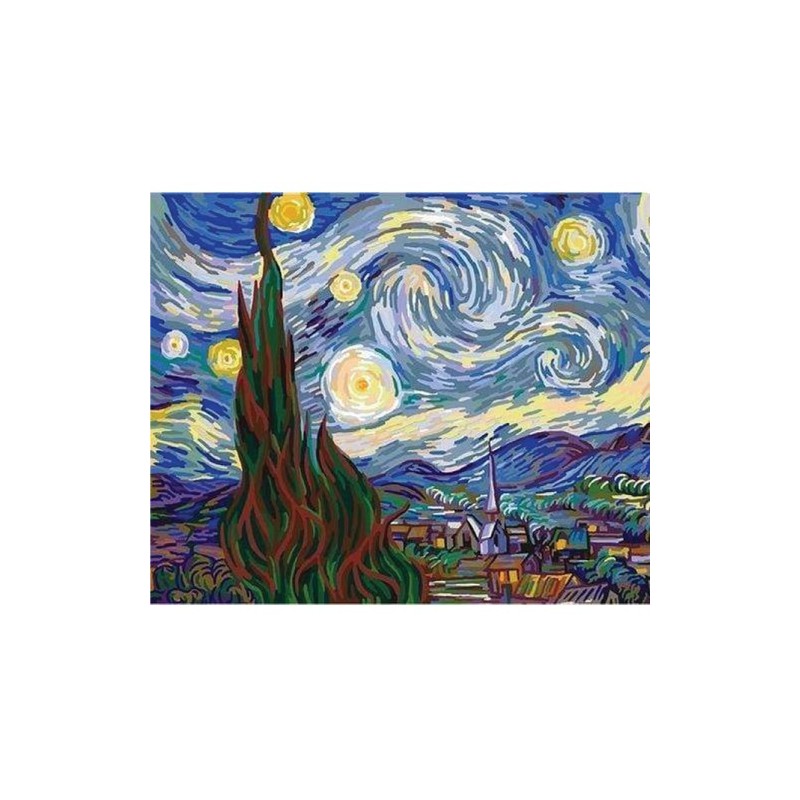 Materiais Belas Artes - Caixa kit pintura por números \"Van Gogh Nuit Etoilée\", 40x50cm, Figured\'Art | totenart.com