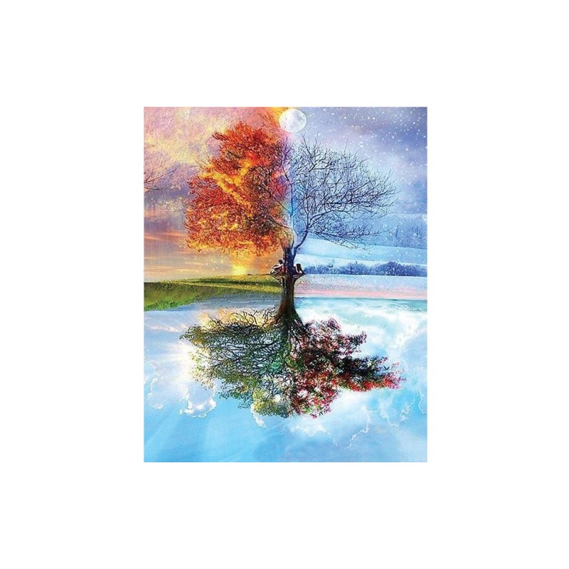 Materiais Belas Artes - Caixa kit pintura por números \"Arbre 4 Saisons\", 40x50cm, Figured\'Art | totenart.com