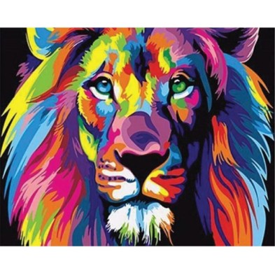 Materiais Belas Artes - Caixa kit pintura por números \"Lion Pop Art\", 40x50cm, Figured\'Art | totenart.com