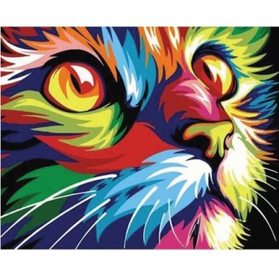 Materiais Belas Artes - Caixa kit pintura por números \"Félin Pop Art\", 40x50cm, Figured\'Art | totenart.com