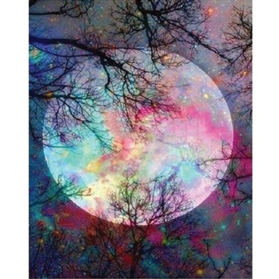 Materiais Belas Artes - Caixa kit pintura por números \"Pleine Lune aux reflets\", 40x50cm, Figured\'Art | totenart.com