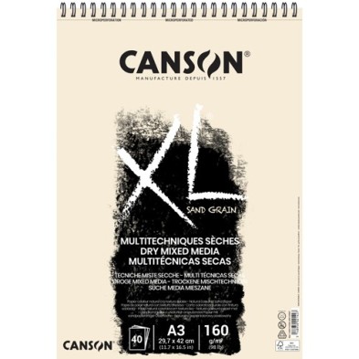 Materiais Belas Artes - Bloco Canson XL Sand Grain natural, 40 folhas, 160 g, A3 (anéis) | totenart.com