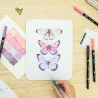 Materiais Belas Artes - Conjunto de tela aquarela Tombow, borboletas elegantes | totenart.com