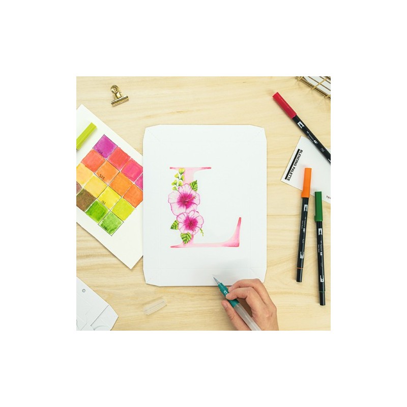 Materiais Belas Artes - Conjunto de tela aquarela Tombow, Letras florais | totenart.com