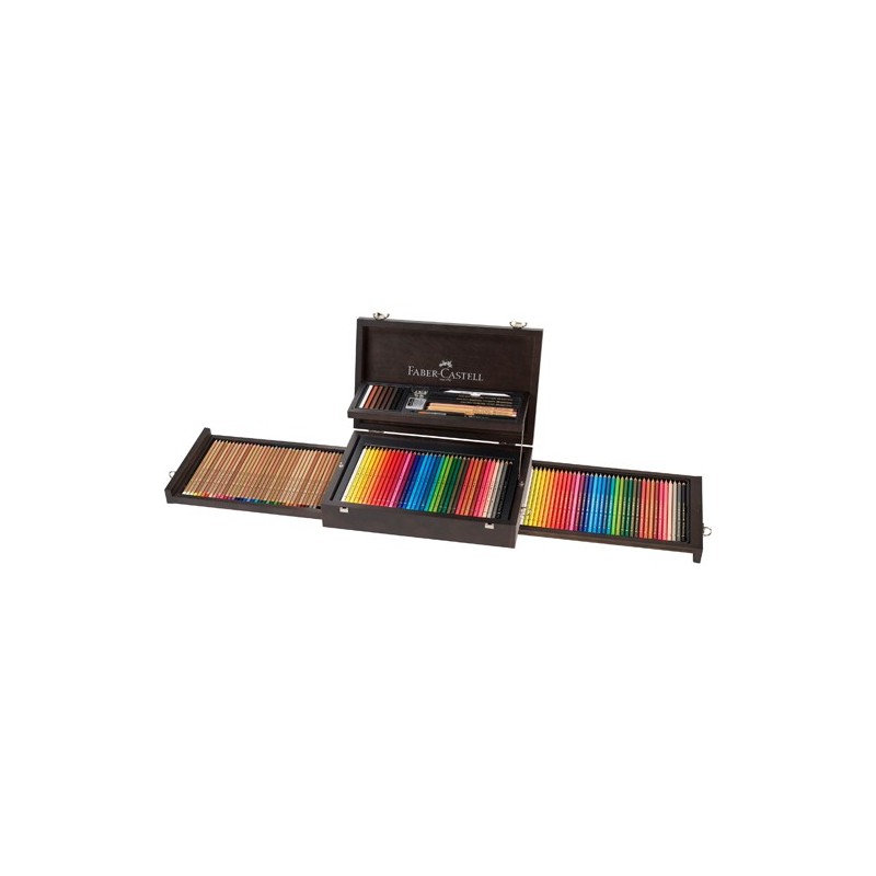 Materiais Belas Artes - Caixa de madeira \"Art & Graphic Collection\" 125 peças Faber Castell | totenart.com