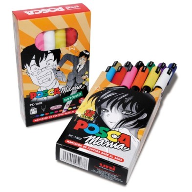Materiais Belas Artes - Caso de Marcadores PC-1MR POSCAMANIA Posca, 12 cores | totenart.com