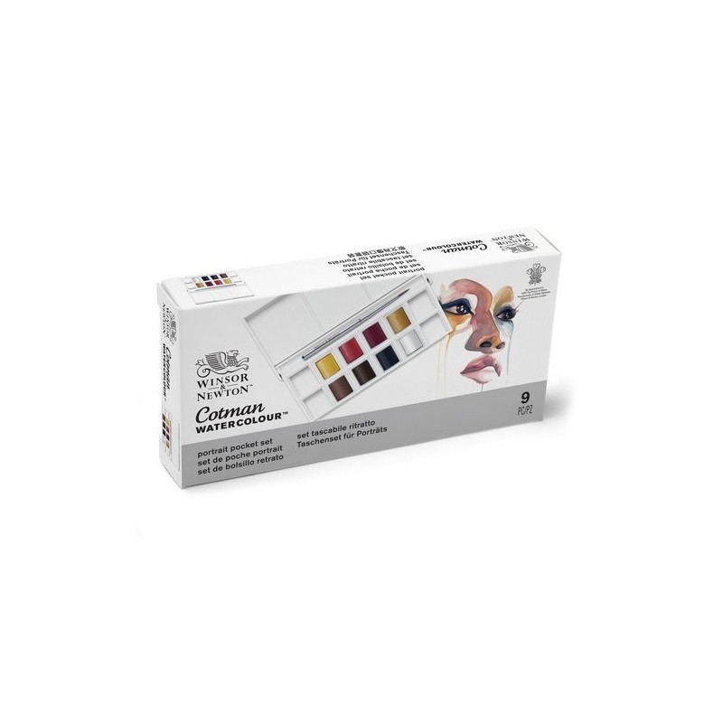Materiais Belas Artes - Caixa 8 aquarelas Cotman 1/2 godet e pincel Winsor & Newton, Retrato | totenart.com\n