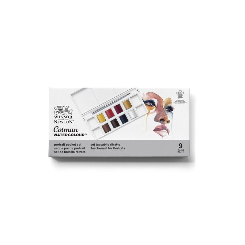 Materiais Belas Artes - Caixa 8 aquarelas Cotman 1/2 godet e pincel Winsor & Newton, Retrato | totenart.com\n