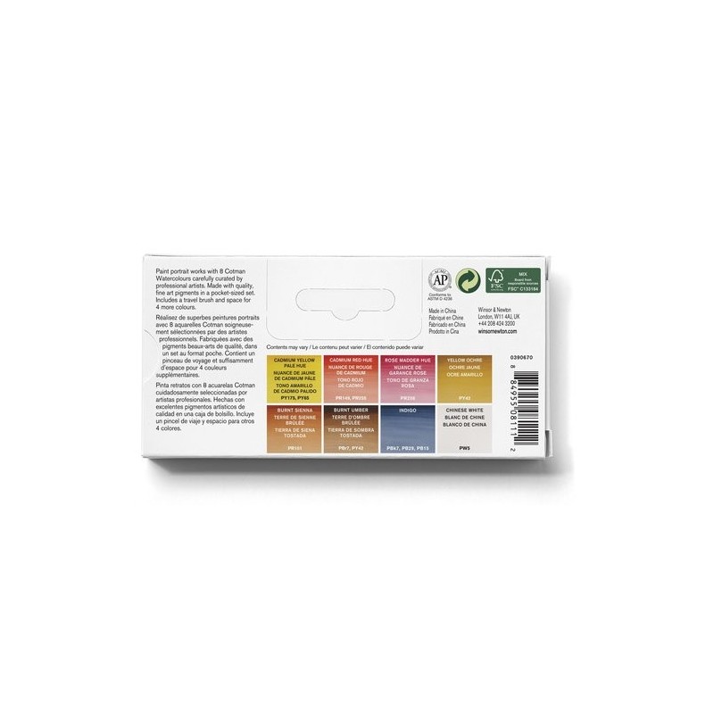 Materiais Belas Artes - Caixa 8 aquarelas Cotman 1/2 godet e pincel Winsor & Newton, Retrato | totenart.com\n