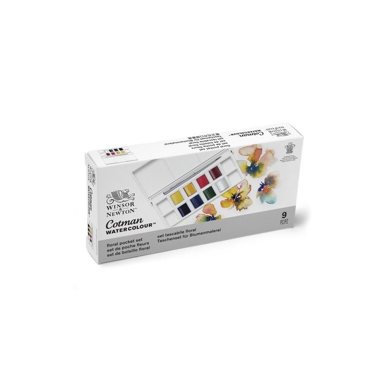 Materiais Belas Artes - Caixa 8 aquarelas Cotman 1/2 godet e pincel Winsor & Newton, Floral | totenart.com\n