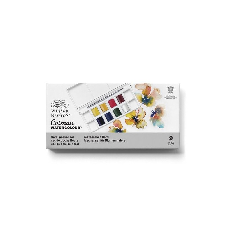 Materiais Belas Artes - Caixa 8 aquarelas Cotman 1/2 godet e pincel Winsor & Newton, Floral | totenart.com\n