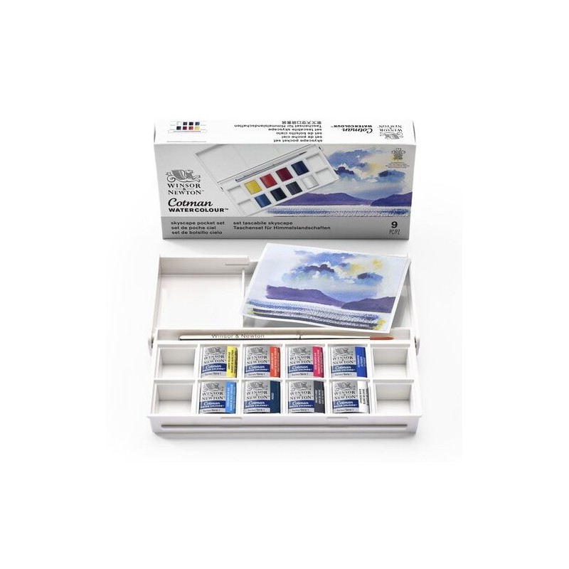 Materiais Belas Artes - Caixa 8 aquarelas Cotman 1/2 godet e pincel Winsor & Newton, Céus | totenart.com\n