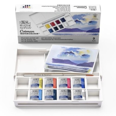 Materiais Belas Artes - Caixa 8 aquarelas Cotman 1/2 godet e pincel Winsor & Newton, Céus | totenart.com\n