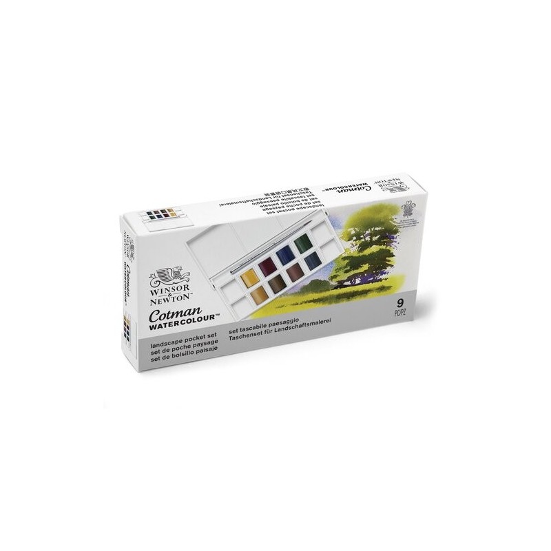 Materiais Belas Artes - Caixa 8 aquarelas Cotman 1/2 godet e pincel Winsor & Newton, Paisagem | totenart.com\n