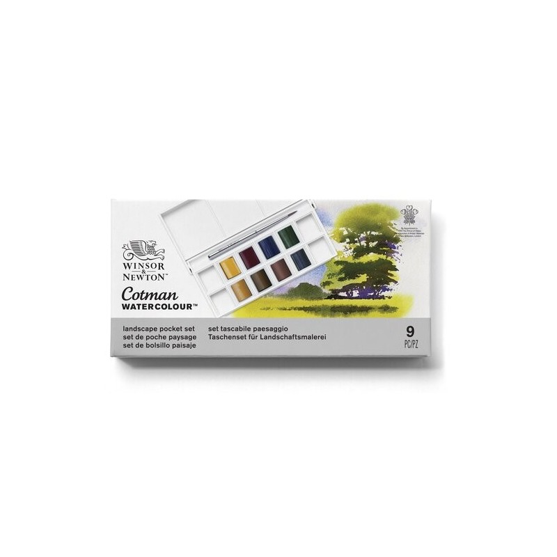 Materiais Belas Artes - Caixa 8 aquarelas Cotman 1/2 godet e pincel Winsor & Newton, Paisagem | totenart.com\n
