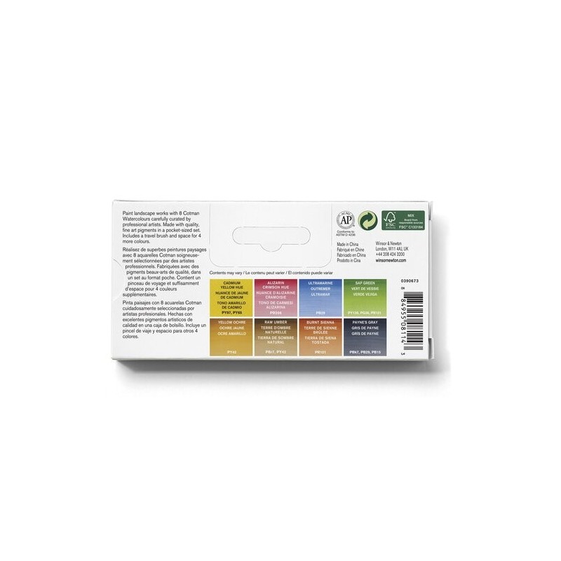Materiais Belas Artes - Caixa 8 aquarelas Cotman 1/2 godet e pincel Winsor & Newton, Paisagem | totenart.com\n