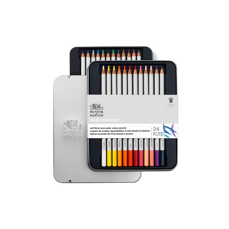 Materiais Belas Artes - Caixa metal lapiz aquarela Studio Collection Winsor&Newton 24 uds.  | totenart.com