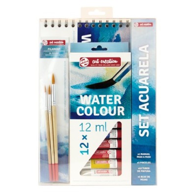 Materiais Belas Artes - Conjunto Belas Artes Aquarela Art Creation 12 cores (12 ml) + 3 pincéis + Bloco | totenart.com
