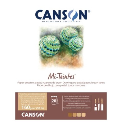 Materiais Belas Artes - Bloc Canson Mi-Teintes, tons de terra, 20 f. 160 gr 24x32 cm, colado | totenart.com