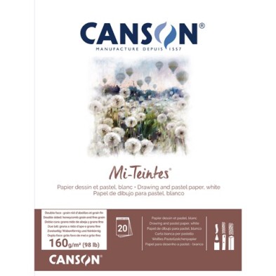 Materiais Belas Artes - Bloc Canson Mi-Teintes, cor blanco, 20 f. 160 gr 24x32 cm, colado | totenart.com