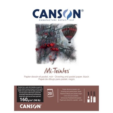 Materiais Belas Artes - Bloc Canson Mi-Teintes, cor preto, 20 f. 160 gr 32x41 cm, colado | totenart.com