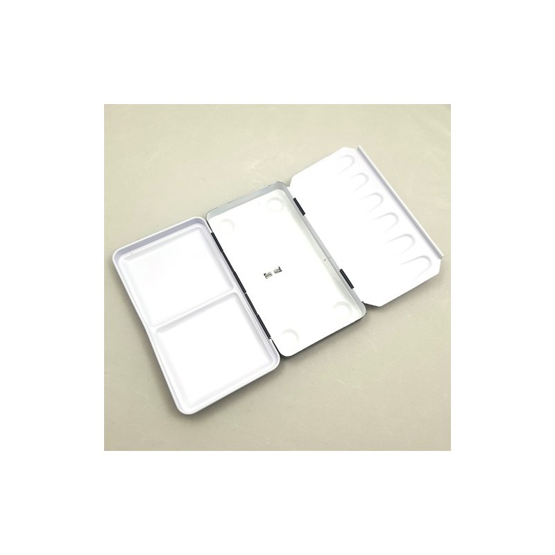 Materiais Belas Artes - Caixa de metal para 12 godês (24 meios godets), VAZIO, sem grade, Preto, White Nights | totenart.com