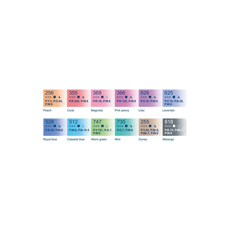 Materiais Belas Artes - Conjunto EDIÇÃO LIMITADA de 12 godetes \"Pastel\", caixa de plástico, White Nights | totenart.com