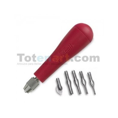 Caixa para linoleo, com cabo e 5 penas.