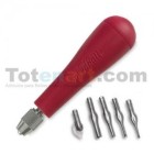 Caixa para linoleo, com cabo e 5 penas.