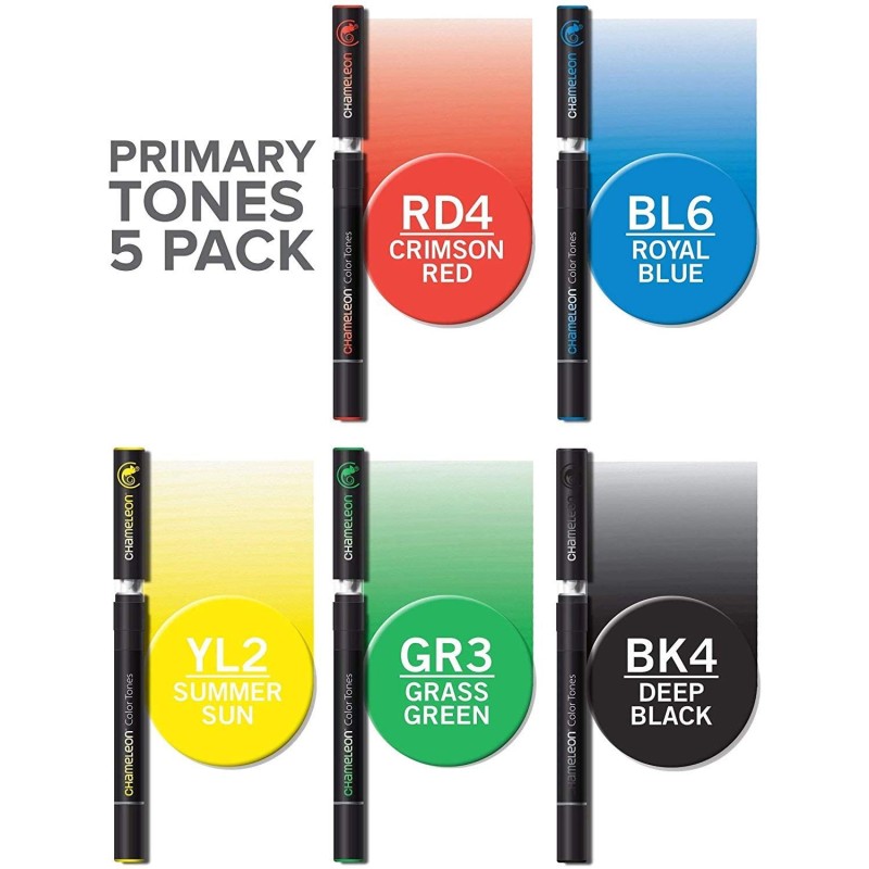 Materiais Belas Artes - Caso Chameleon de 5 Marcadores Changing Color (Tons Primários) | totenart.com