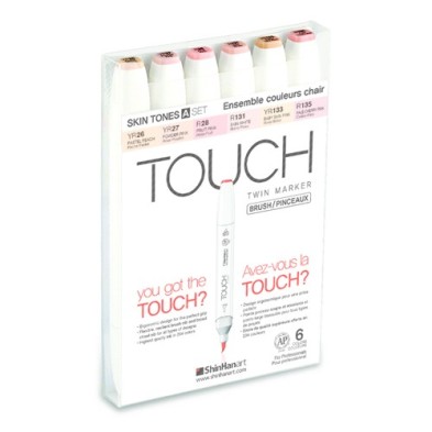 Materiais Belas Artes - TOUCH TWIN 6 brush marker set Tons de pele A | totenart.com