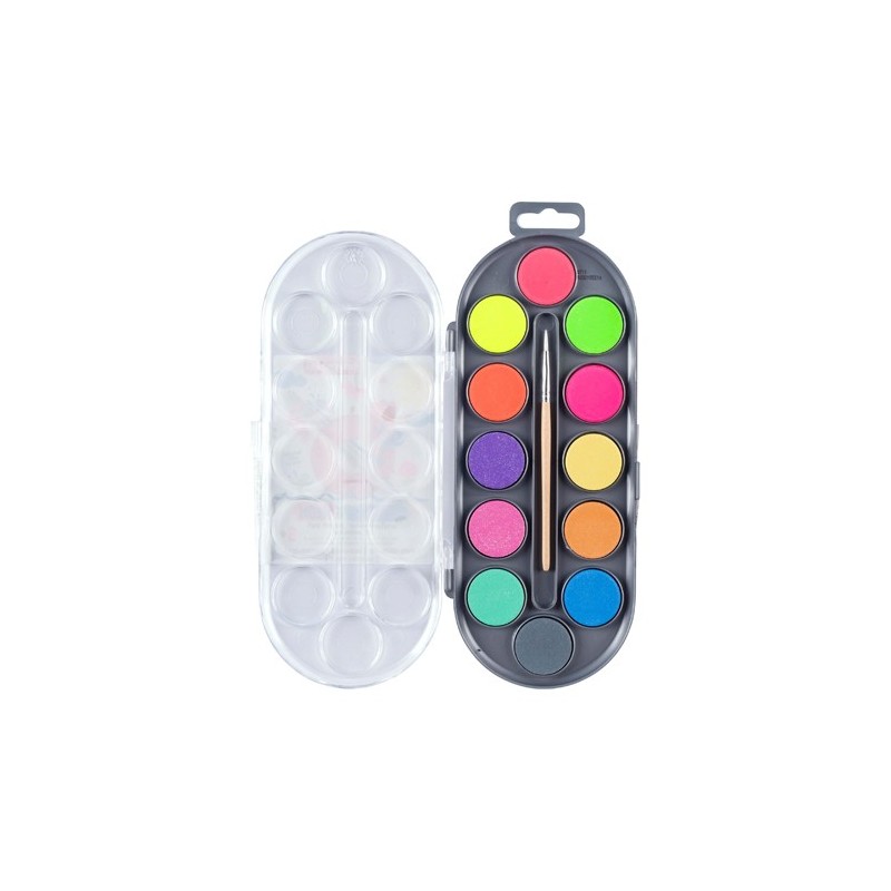 Materiais Belas Artes - Caixa Aquarela 12 cores metálicas e neon com pincel, Bruynzeel | totenart.com\n
