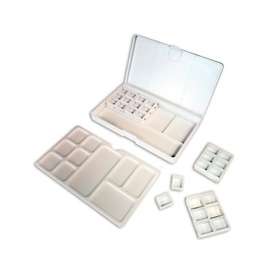 Materiais Belas Artes - Caixa de aquarela vazia 24 poços e paleta + PRESENTE: 2 pincéis de água | totenart.com