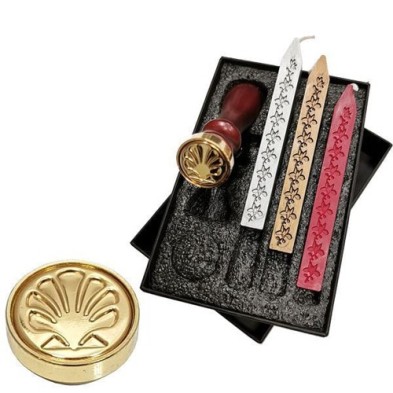 Conjunto Caligrafía 3 lacres de cores e Selo Concha