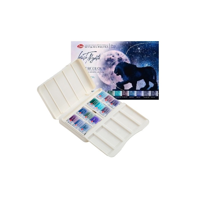 Materiais Belas Artes - Conjunto de 12 godetes EFEITO GRANULADO, caixa de plástico, White Nights | totenart.com