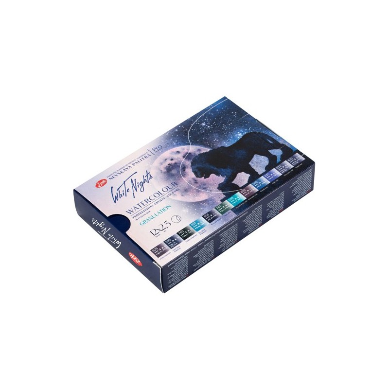 Materiais Belas Artes - Conjunto de 12 godetes EFEITO GRANULADO, caixa de plástico, White Nights | totenart.com