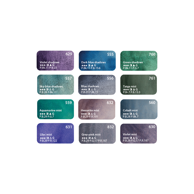 Materiais Belas Artes - Conjunto de 12 godetes EFEITO GRANULADO, caixa de plástico, White Nights | totenart.com