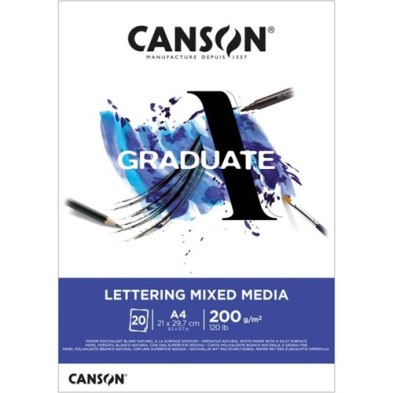 Materiais Belas Artes - Canson Graduate Lettering Mix Media (Bloc colado), 20f., 200 gr., 21x29,7 cm. (A4) | totenart.com