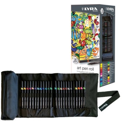 Materiais Belas Artes - Estojo Rolável de Tecido 24 Marcadores Art Pen, Lyra | totenart.com