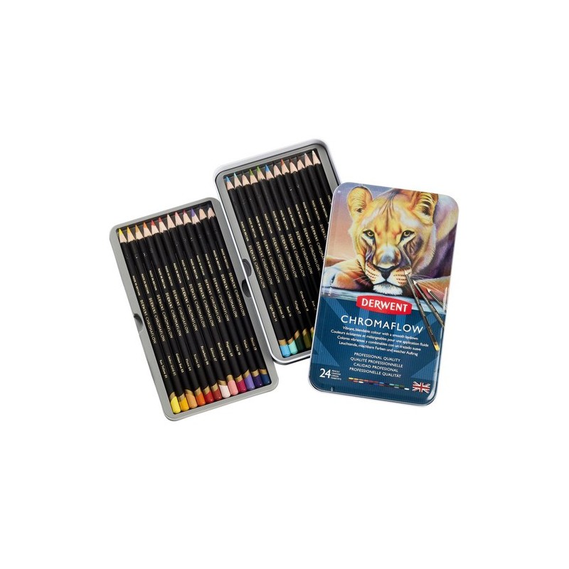 Materiais Belas Artes - Caixa lápis Derwent Chromaflow, 24 cores | totenart.com