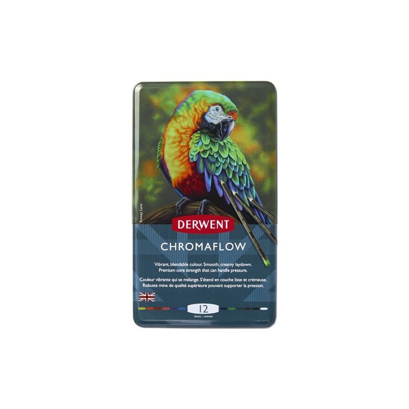 Materiais Belas Artes - Caixa lápis Derwent Chromaflow, 12 cores | totenart.com