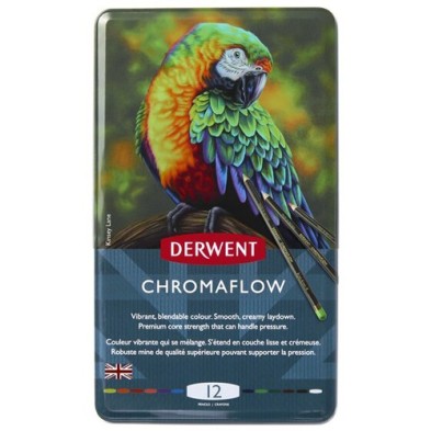 Materiais Belas Artes - Caixa lápis Derwent Chromaflow, 12 cores | totenart.com