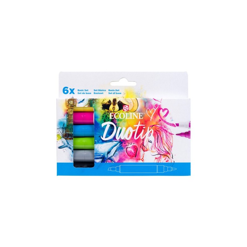 Materiais Belas Artes - Estojo Marcador Ecoline Marker  Duo Tip Basic Set 6 | totenart.com