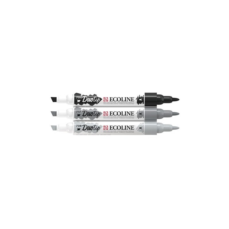 Materiais Belas Artes - Estojo Marcador Ecoline Marker  Duo Tip Blck-Grey Set3 | totenart.com