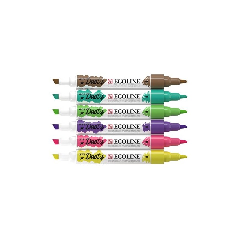 Materiais Belas Artes - Estojo Marcador Ecoline Marker  Duo Tip Botanic Set 6 | totenart.com