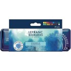 Materiais Belas Artes - Caixa aquarela Lefranc Bourgeois, 24 godets médios e pincel | totenart.com