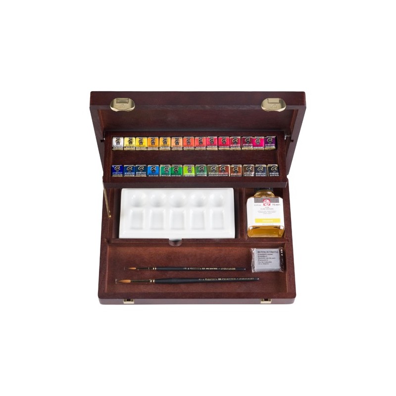 Materiais Belas Artes - Caixa madeira Professional 28 pastilhas aquarelas Rembrandt | totenart.com