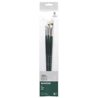 Materiais Belas Artes - Conjunto de 3 pincéis de cabo longo Winton (flats: 2, 4, 8), Winsor&Newton | totenart.com