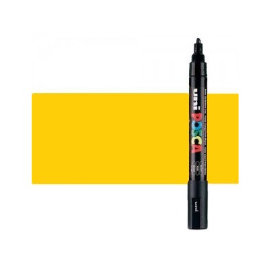 Materiais Belas Artes - Marcador Posca Amarelo Vivo (N. 3) PC5M, ponta redonda (1.8-2.5 mm.) | totenart.com