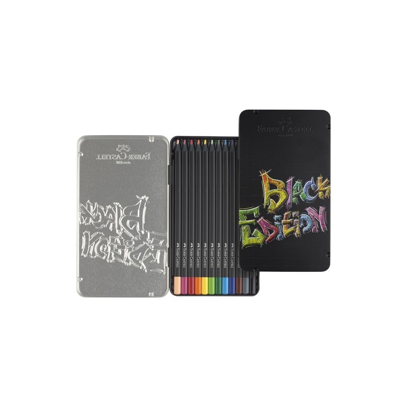 Materiais Belas Artes - Estojo metal 12 lápis color Black Edition Faber Castell | totenart.com